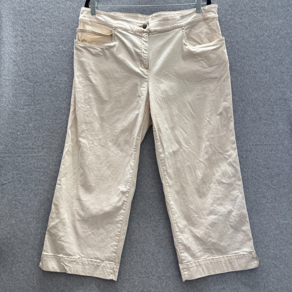 Eileen Fisher Wide Leg Cropped Jeans Sz XL Cream Relaxed Cotton Minimalist